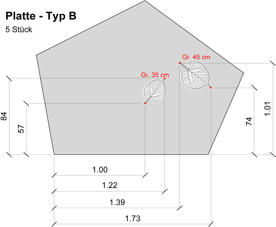 Detailplan der grossformatigen Betonplatten welche die Reliefs aufnehmen